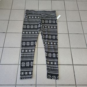 NWT Women's XXL(20) Time And Tru Fairisle Black Snowflakes Christmas Legging
